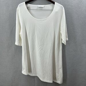 Bryn Walker Tunic Blouse Womens XL Top Popover Asymmetric Lagenlook Artsy White